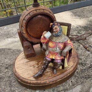 Vintage Tavern Bar Lamp | Hand-Painted Renaissance Drinker with Beer Mug & Barre